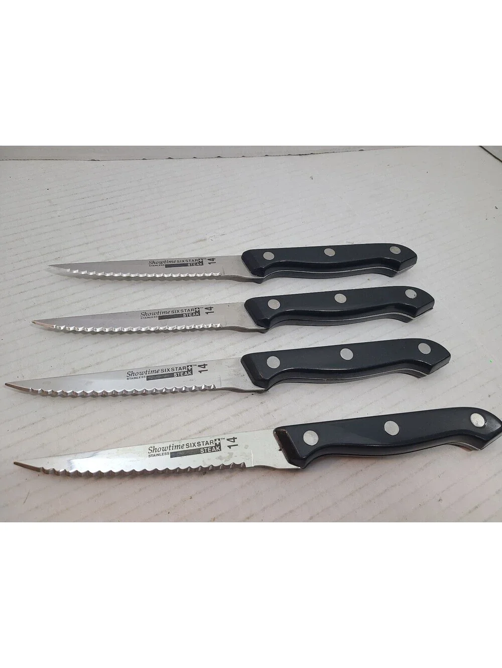 Set of 4 Ronco Showtime Six Star #14 Stainles Riveted Steak Knives
